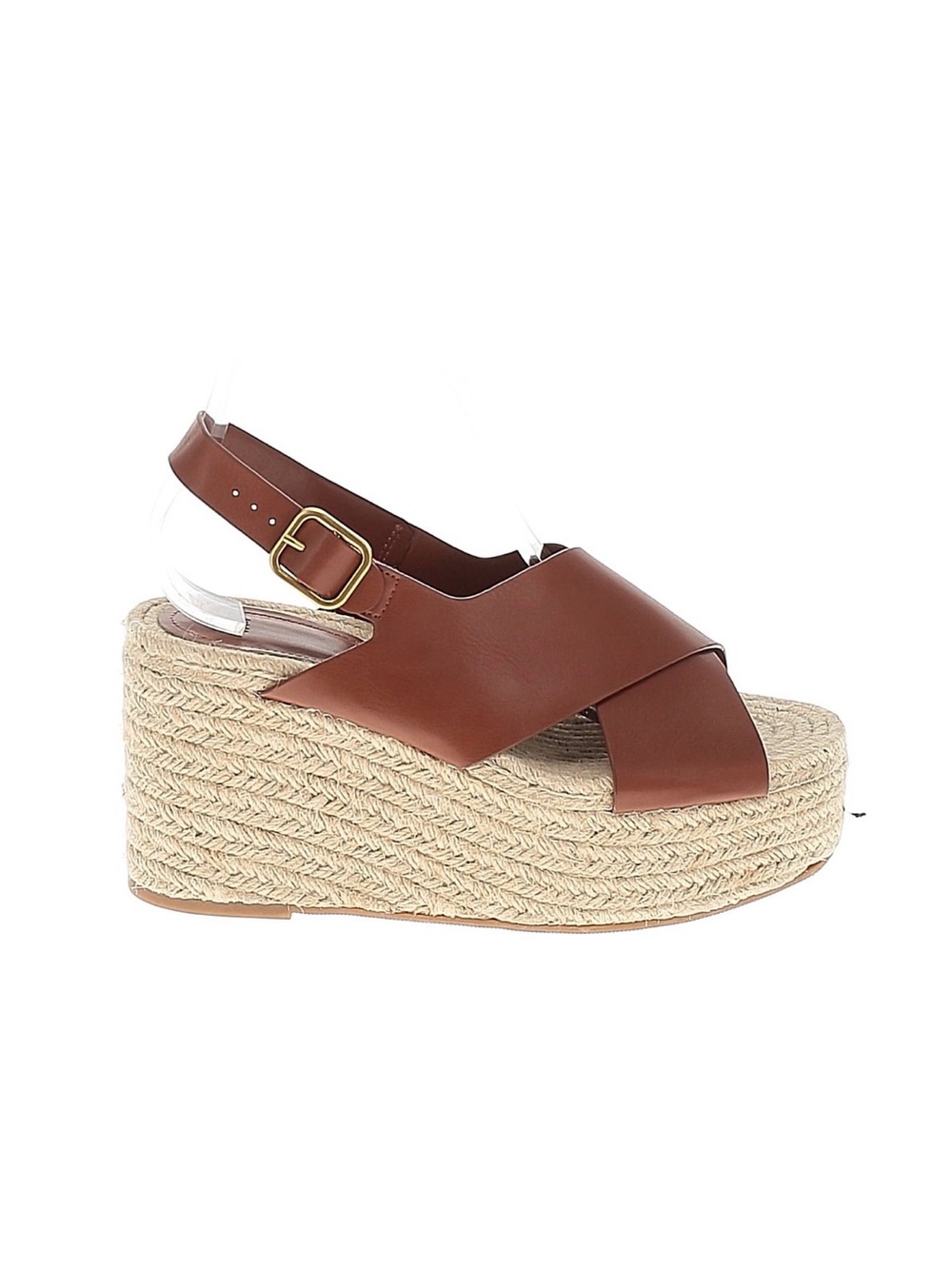 Women‎ Shoes Brown Leather Platform Crisscross Straps